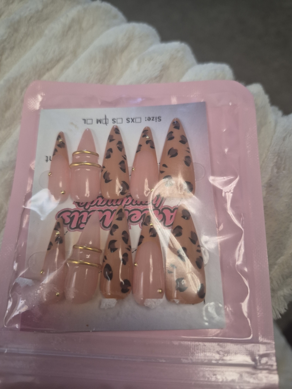 Leopard Print Press On Nails with Gold Accents